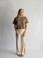 Piper Waffle Knit Stripe Track Pants (Cream)