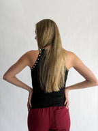 Remy Stud Detail Ribbed Tank Top (Black)