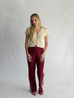 Piper Waffle Knit Stripe Track Pants (Maroon)