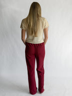 Piper Waffle Knit Stripe Track Pants (Maroon)