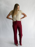 Piper Waffle Knit Stripe Track Pants (Maroon)