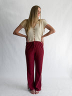 Piper Waffle Knit Stripe Track Pants (Maroon)
