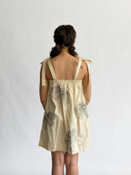 Sofia Cream Embroidered Tie Shoulder Sleeveless Mini Dress