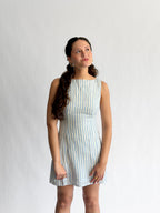 Sofie the Label Fiona Stripe Linen Sleeveless Mini Dress (Blue)
