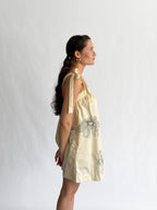 Sofia Cream Embroidered Tie Shoulder Sleeveless Mini Dress