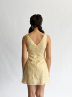 Sofie the Label Fiona Stripe Linen Sleeveless Mini Dress (Yellow)
