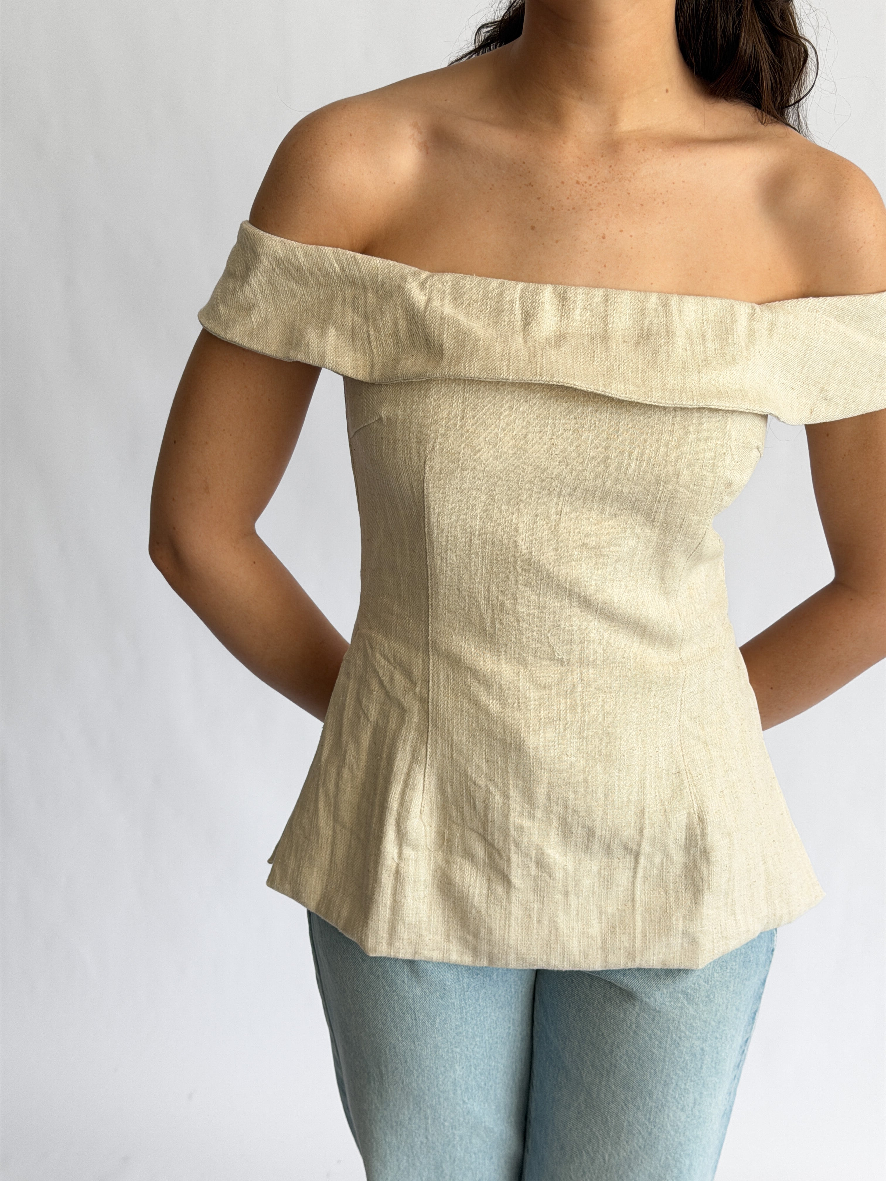 Sofie the Label Selena Linen Blend Off the Shoulder Top