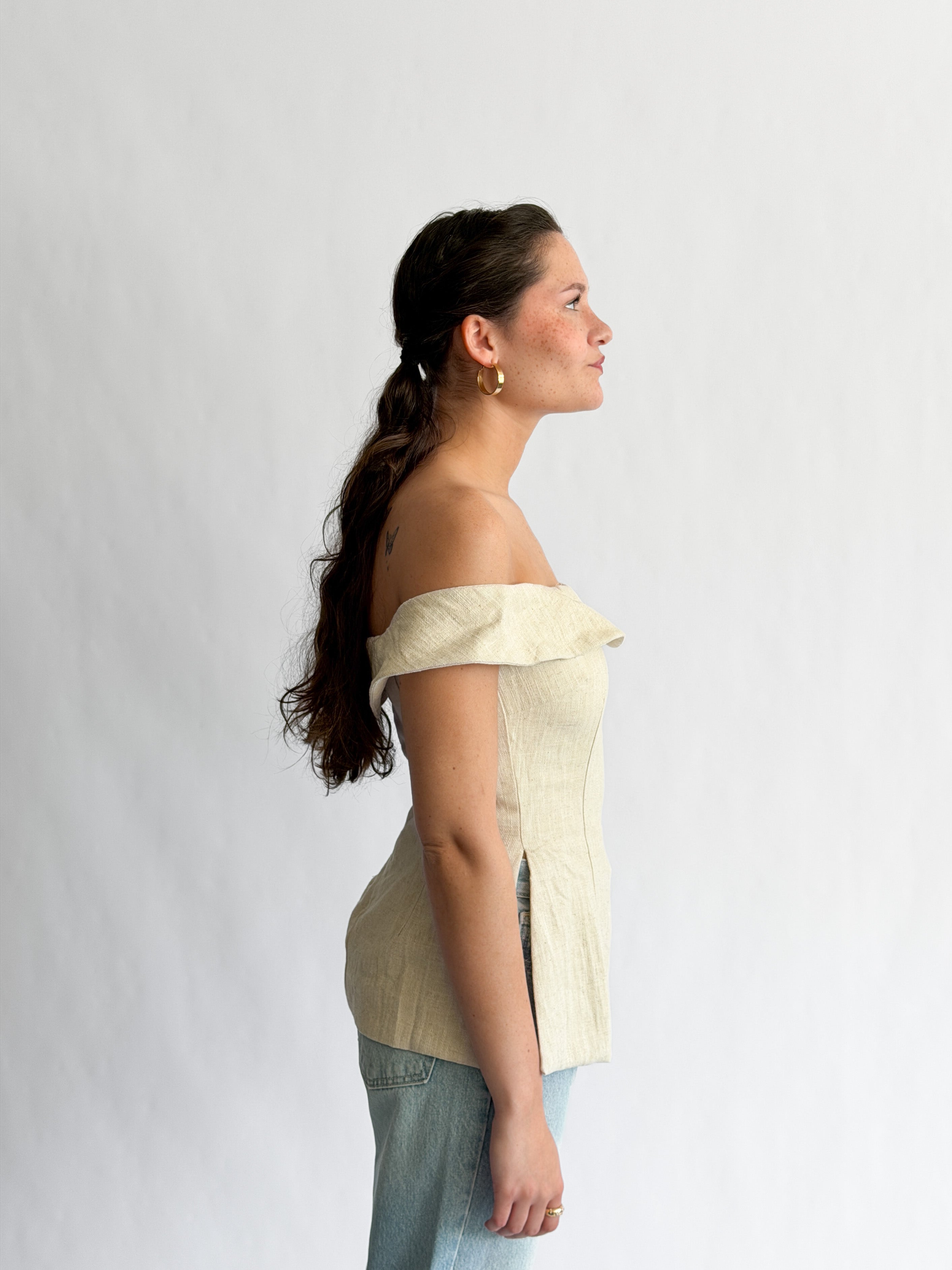 Sofie the Label Selena Linen Blend Off the Shoulder Top