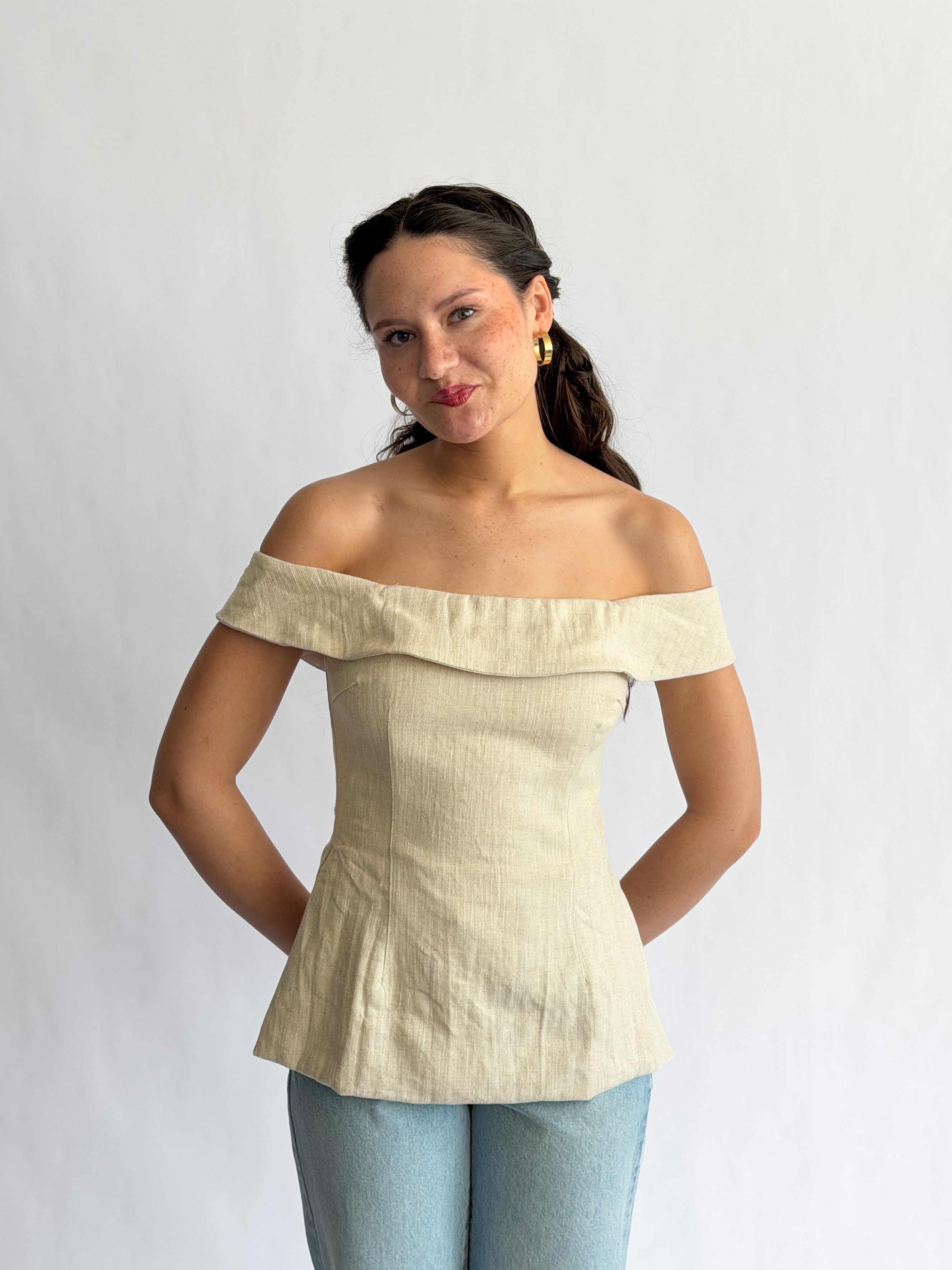 Sofie the Label Selena Linen Blend Off the Shoulder Top