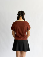 Sawyer Stretch Athletic Stripe Short Sleeve Top (Brown)