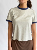 Sawyer Stretch Athletic Stripe Short Sleeve Top (Grey)