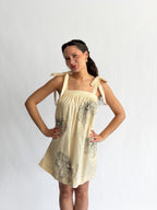 Sofia Cream Embroidered Tie Shoulder Sleeveless Mini Dress