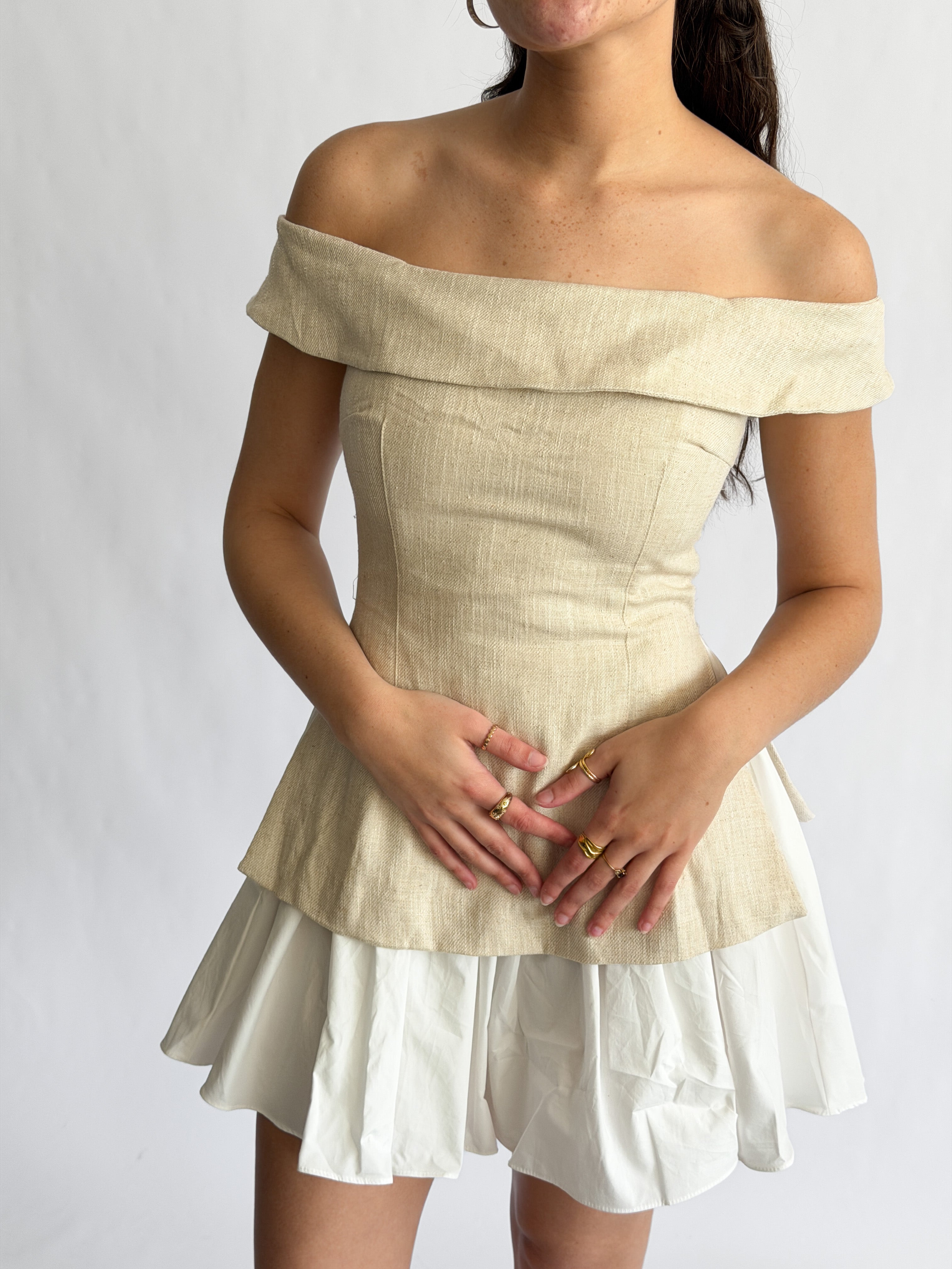 Sofie the Label Selena Off the Shoulder Mixed Media Mini Dress – Momni Boutique