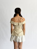 Sofie the Label Selena Off the Shoulder Mixed Media Mini Dress