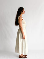 Tamara Ivory Textured Knit Smock Tiered Midi Dress