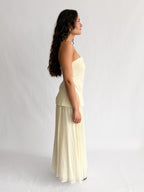 Talia Cream Strapless Mixed Media Midi Dress