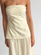 Talia Cream Strapless Mixed Media Midi Dress