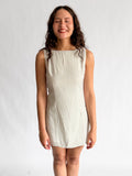 Teddy Grid Patterned Boat Neck Tank Mini Dress (Grey)