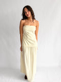 Talia Cream Strapless Mixed Media Midi Dress