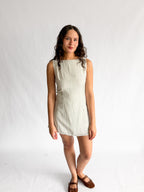 Teddy Grid Patterned Boat Neck Tank Mini Dress (Grey)