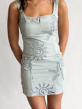 Tessa Blue Shell Eyelet Tank Mini Dress