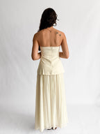 Talia Cream Strapless Mixed Media Midi Dress