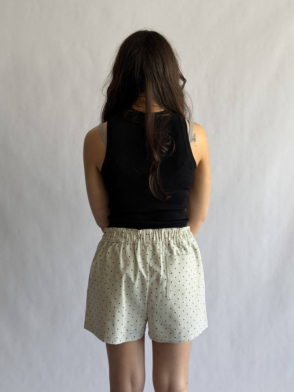 Things Between Noah Cream and Black Polka Dot Cotton Shorts
