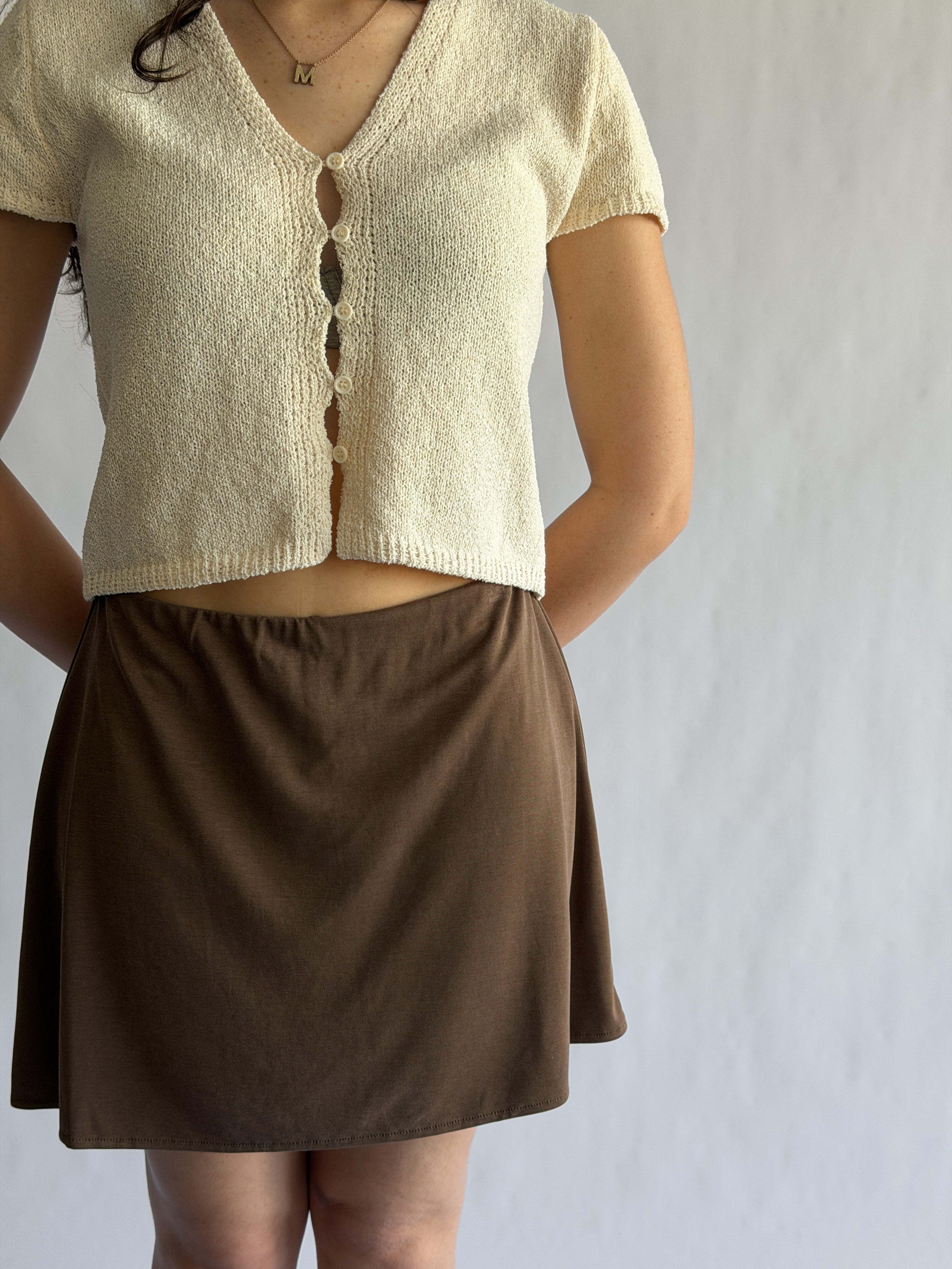 Things Between Nolan Stretch Mini Skirt (Brown)
