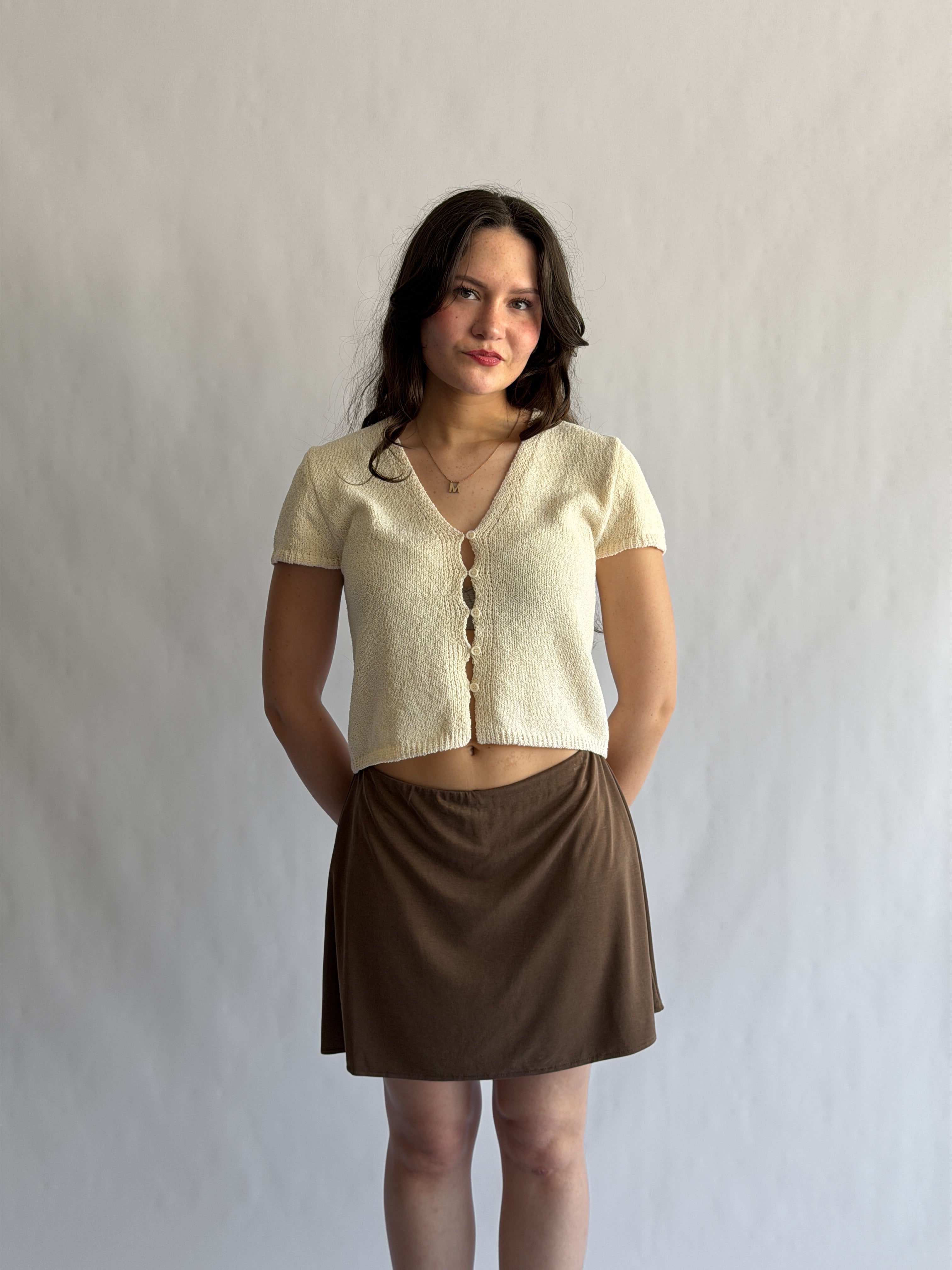 Things Between Nolan Stretch Mini Skirt (Brown)