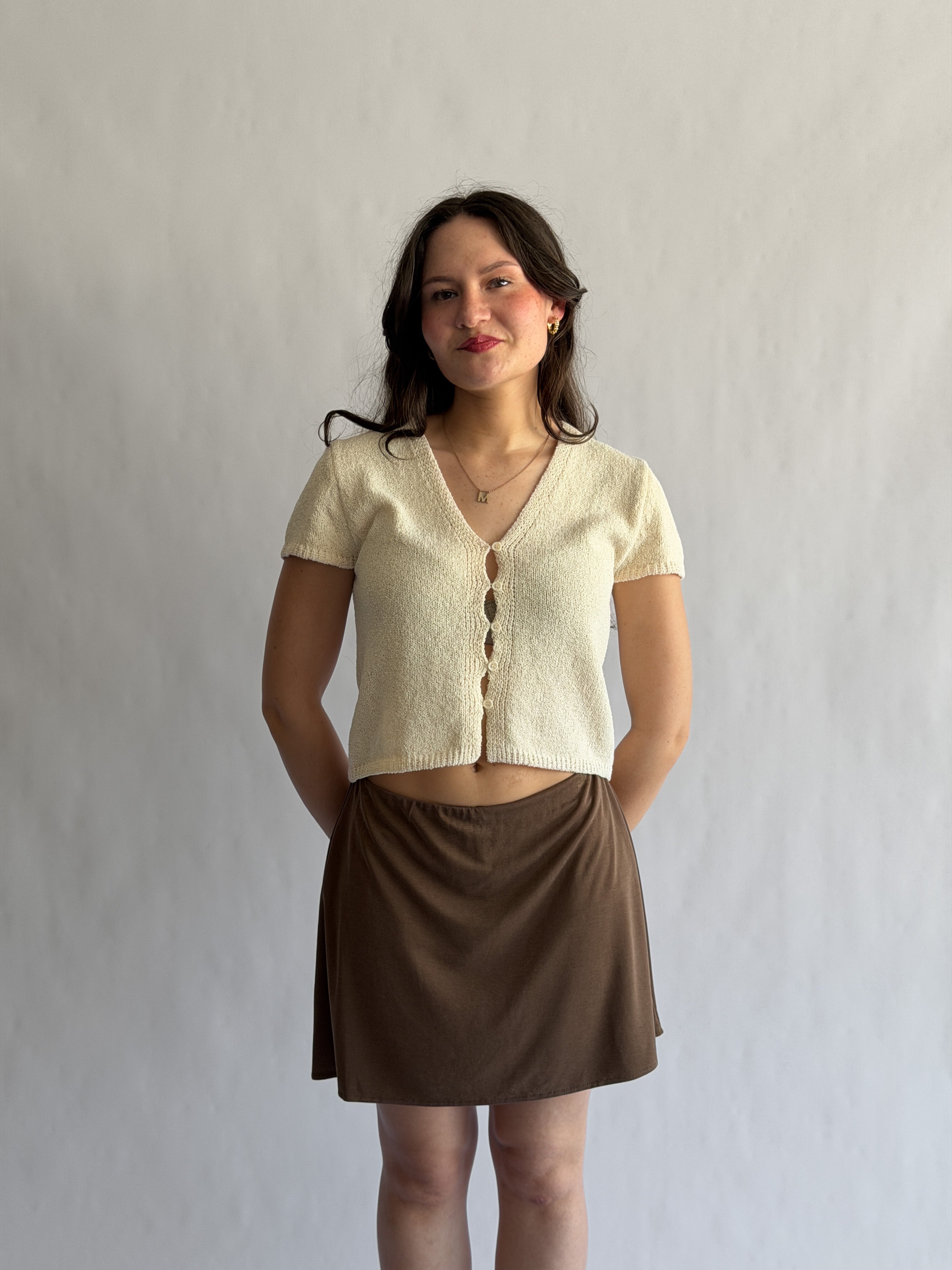 Things Between Nolan Stretch Mini Skirt (Brown)