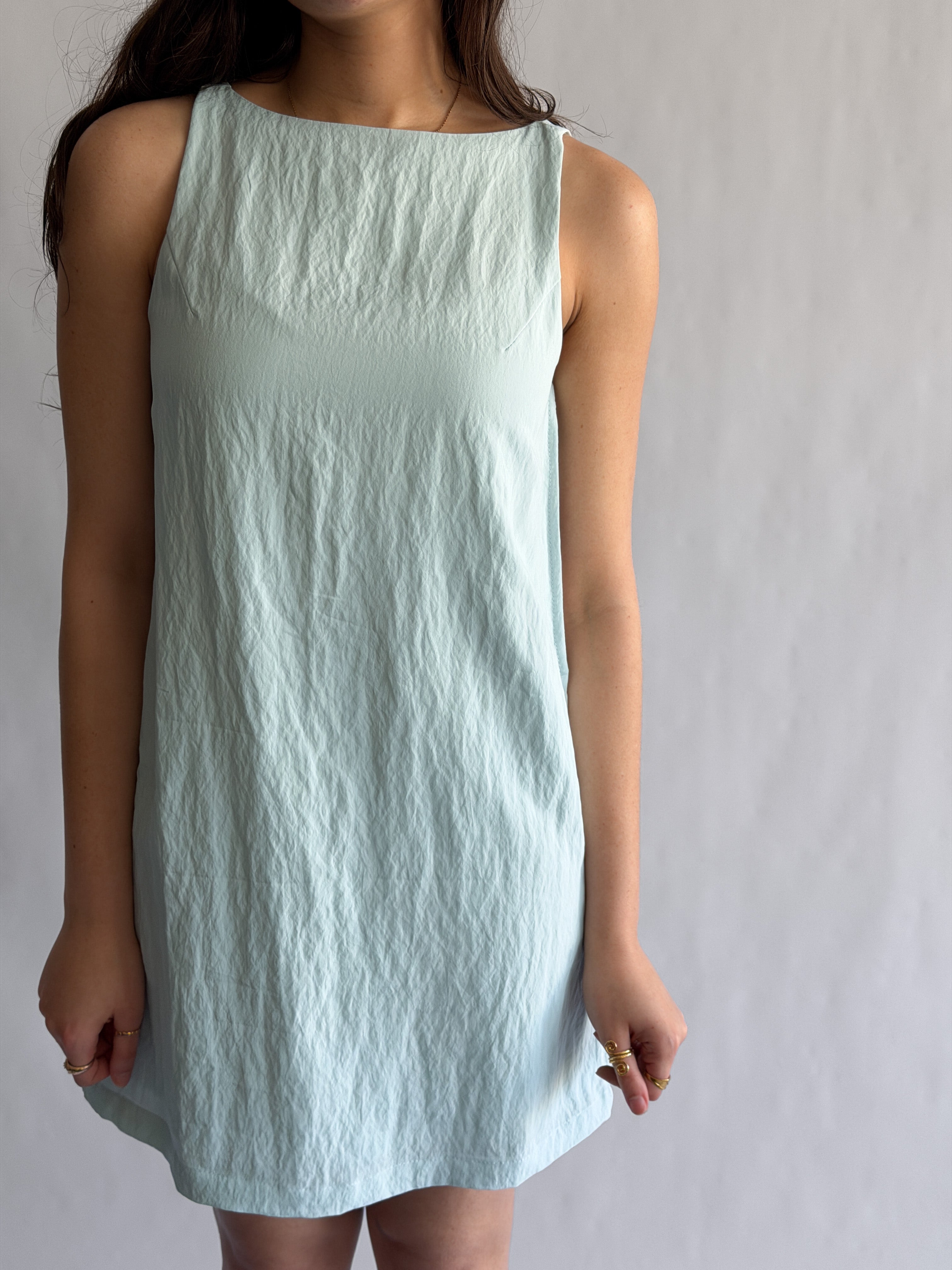 Natalie Baby Blue Soft Tank Mini Dress