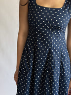 PINCH Noelle Navy Polka Dot Tank Midi Dress