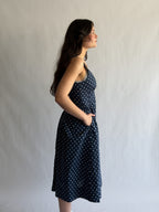 PINCH Noelle Navy Polka Dot Tank Midi Dress