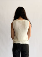 Ruth Woven Knit Keyhole Tank Top (Ivory)