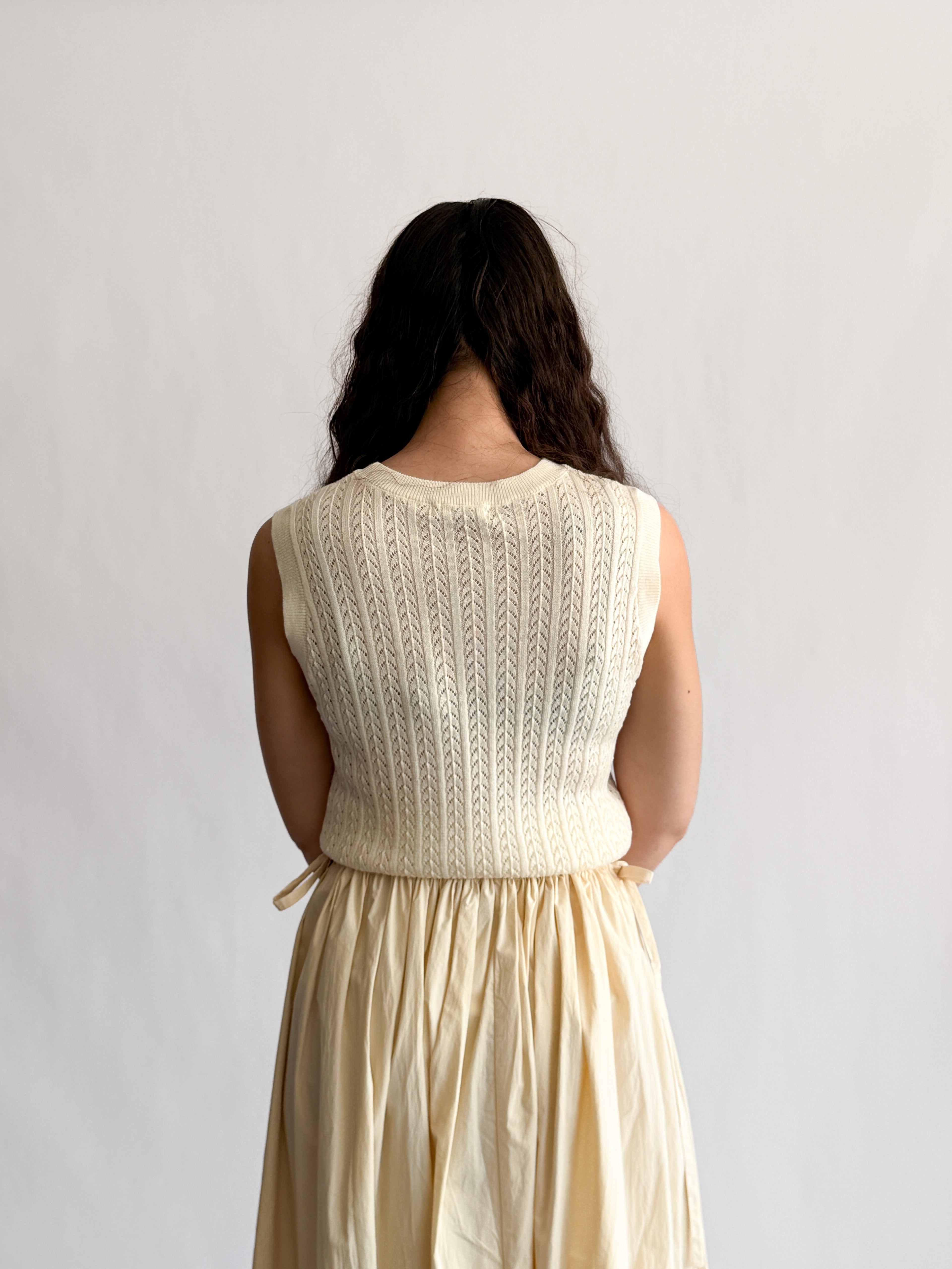 Elle Grey Olivia Cream Eyelet Knit Sleeveless Top