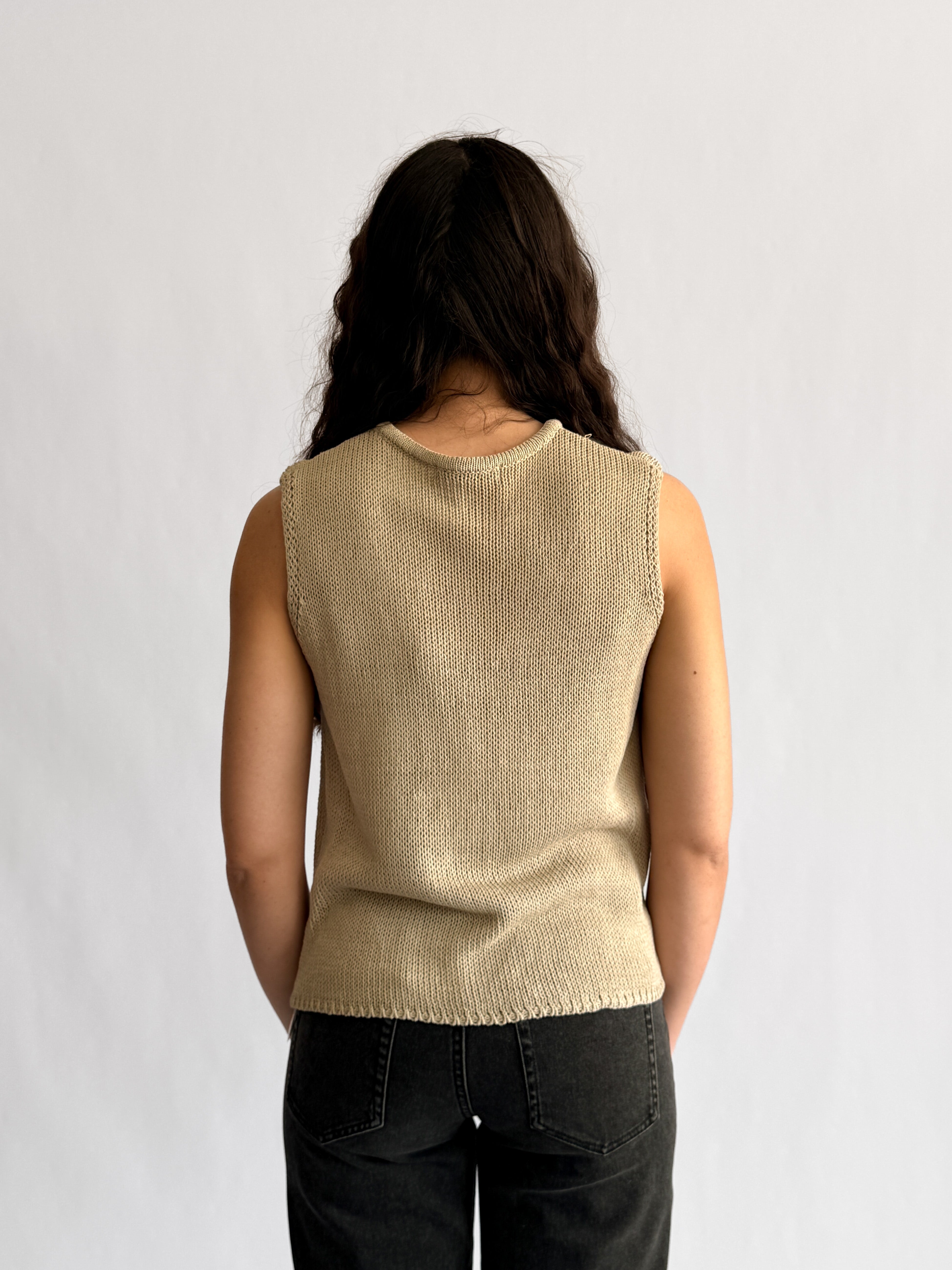 Ruth Woven Knit Keyhole Tank Top (Beige) – Momni Boutique