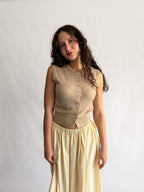 Elle Grey Ophelia Beige Buttoned Tank Cardigan Top