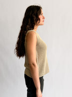 Ruth Woven Knit Keyhole Tank Top (Beige)
