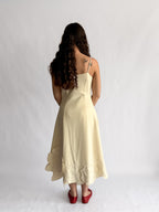 Poppy Cream 3D Floral Hem Sleeveless Midi Dress