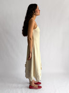 Poppy Cream 3D Floral Hem Sleeveless Midi Dress