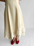 Poppy Cream 3D Floral Hem Sleeveless Midi Dress
