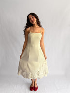Poppy Cream 3D Floral Hem Sleeveless Midi Dress