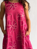 PINCH Paisley Floral Embroidered Tank Mini Dress (Pink)