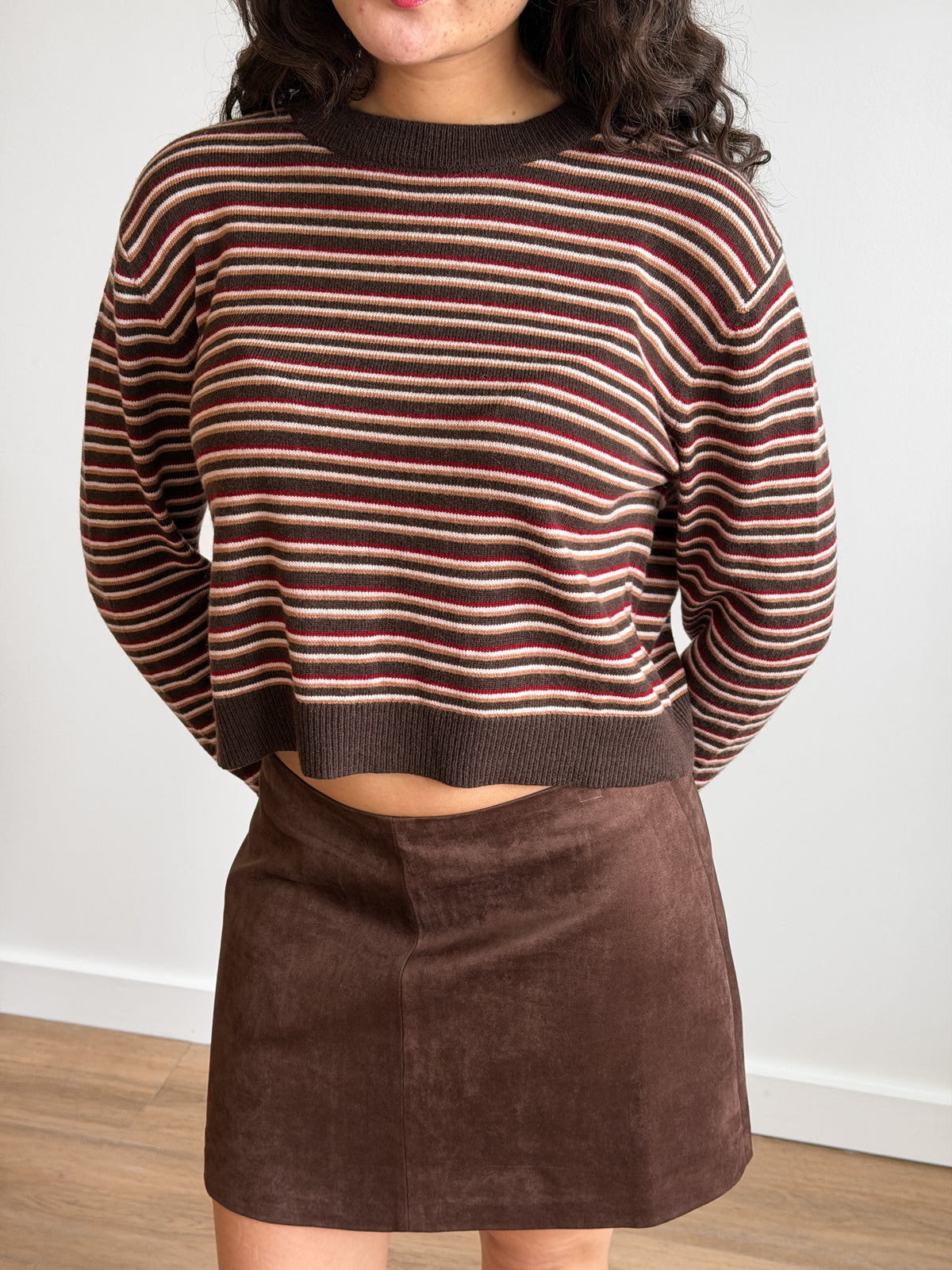 Miou Muse Harper Multicolored Stripe Long Sleeve Wool Knit Top