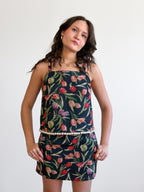 Heidi Floral Jacquard Pearl Trim Sleeveless Top