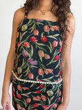 Heidi Floral Jacquard Pearl Trim Sleeveless Top