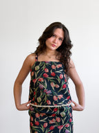 Heidi Floral Jacquard Pearl Trim Sleeveless Top
