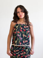 Heidi Floral Jacquard Pearl Trim Sleeveless Top