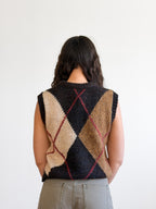 Miou Muse Hattie Argyle Sleeveless Knit Sweater Top