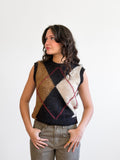 Miou Muse Hattie Argyle Sleeveless Knit Sweater Top